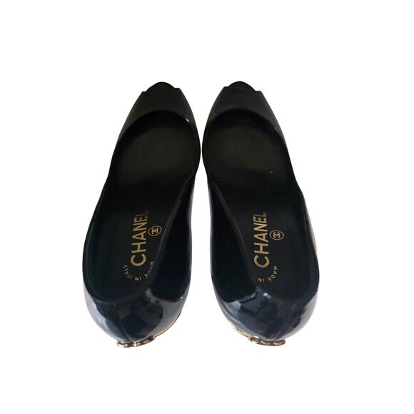 Chanel Black Patent Leather 2008 Interlocking CC Logo Pumps 39.5 - Picture 11 of 16
